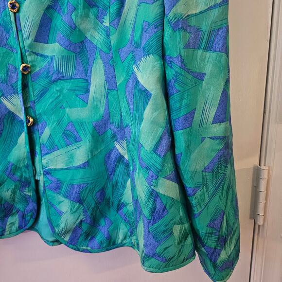 90s VTG Anne Crimmins Umi Collections Silk Blazer Sz Golden Girls Church Grandma - Picture 4 of 7